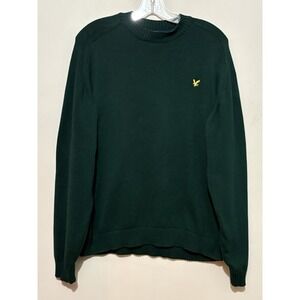 Lyle‎ & Scott Mens Size XL Sweater 100% Combed Cotton Green Crew Neck Scotland
